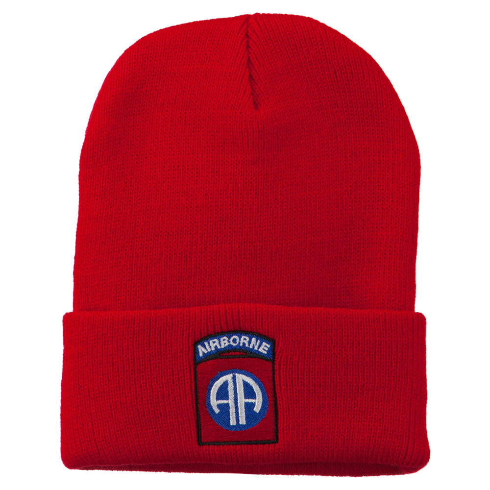 82nd Airborne Military Embroidered Beanie - Red OSFM