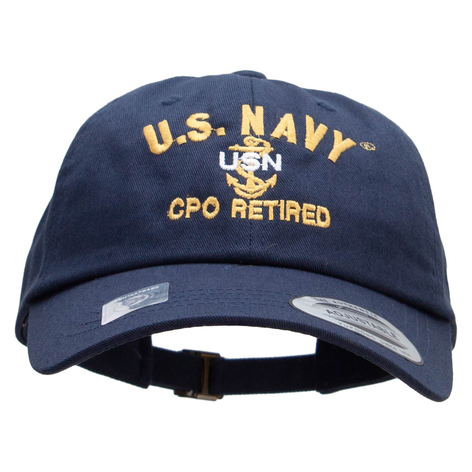 Licensed US Navy USN CPO Retired Unstructured Low Profile 6 panel Cotton Cap - Navy OSFM