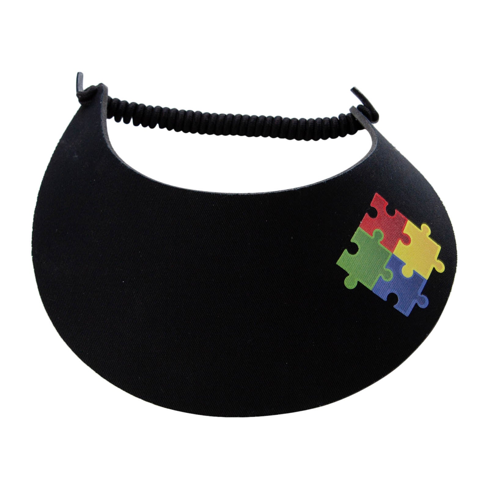 Autism Puzzle Symbol Heat Transfer Fabric Foam Visor - Black OSFM