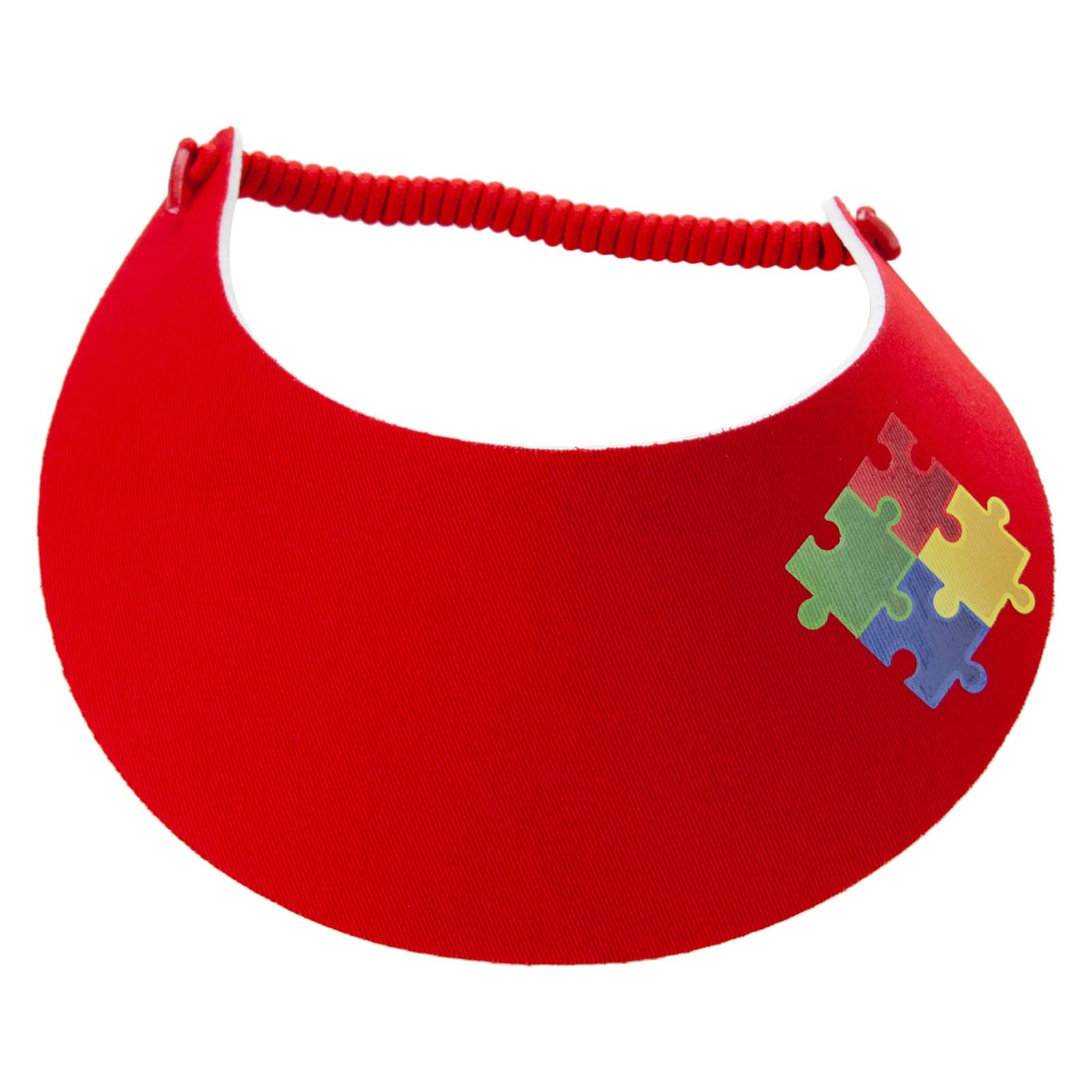 Autism Puzzle Symbol Heat Transfer Fabric Foam Visor - Red OSFM