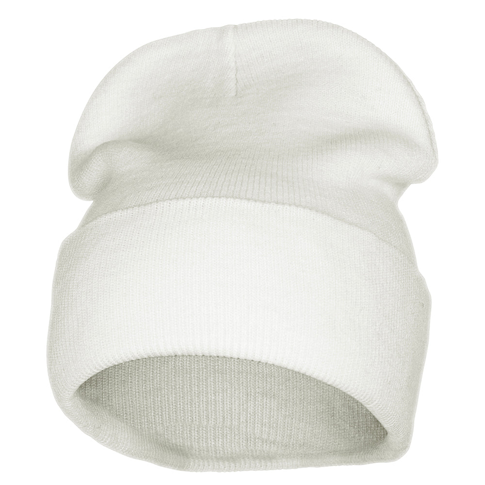 12 inch Acrylic Blank Cuff Long Beanie - White OSFM