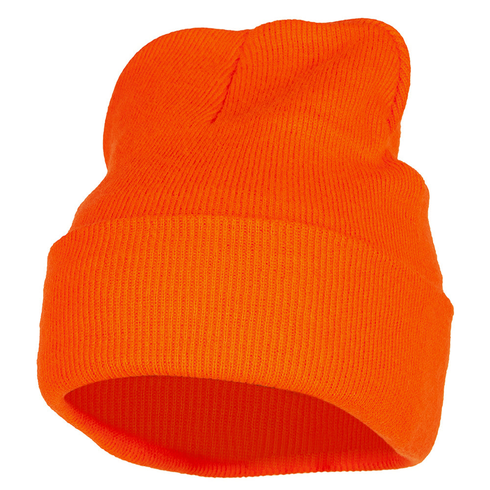 12 inch Acrylic Blank Cuff Long Beanie - Orange OSFM