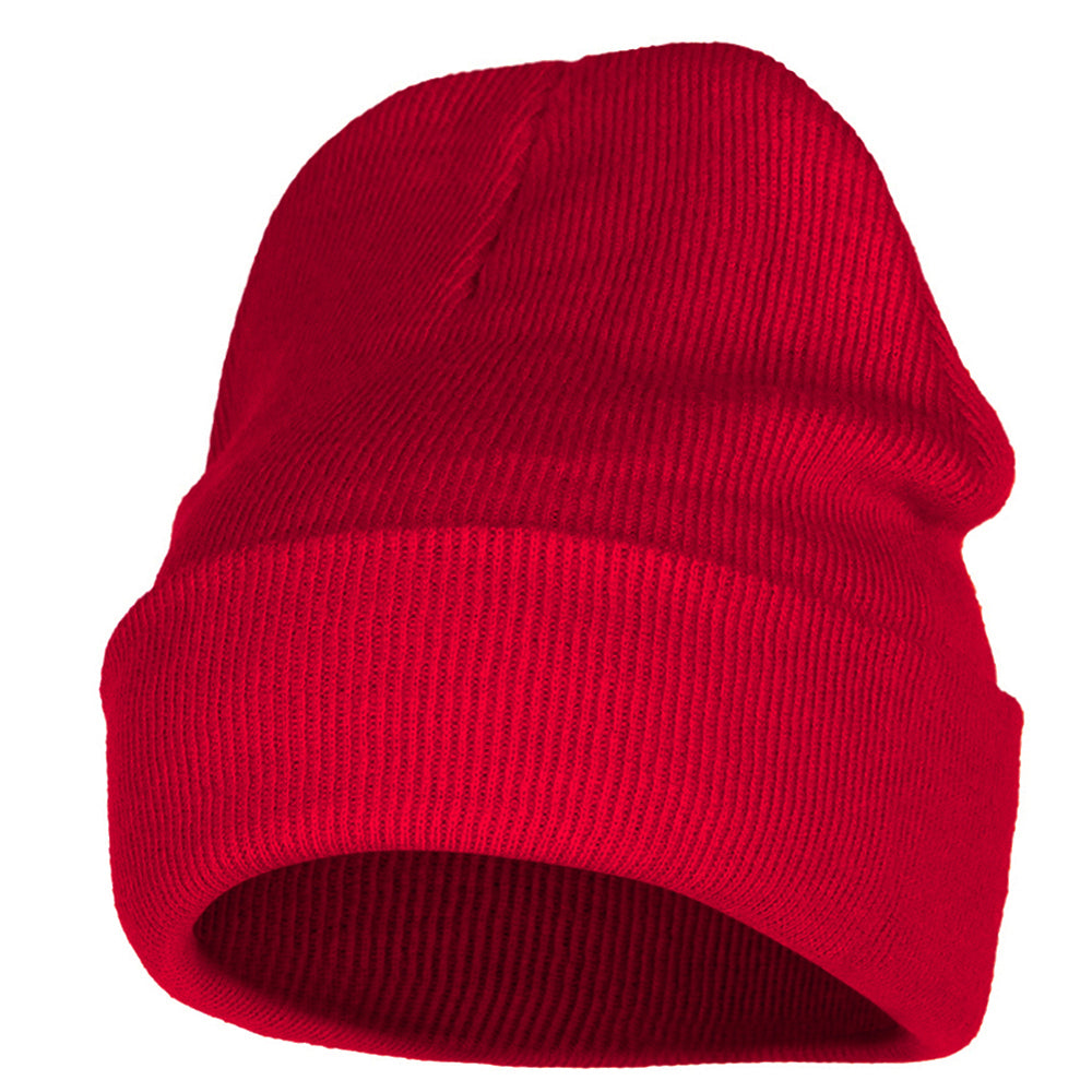 12 inch Acrylic Blank Cuff Long Beanie - Red OSFM