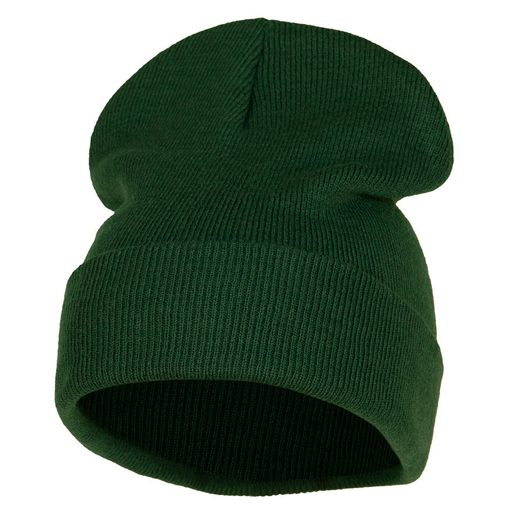 12 inch Acrylic Blank Cuff Long Beanie - Dk Green OSFM