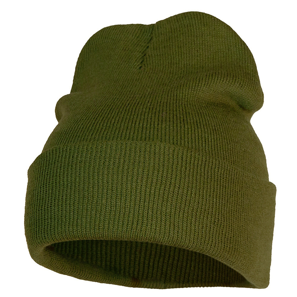 12 inch Acrylic Blank Cuff Long Beanie - Olive OSFM