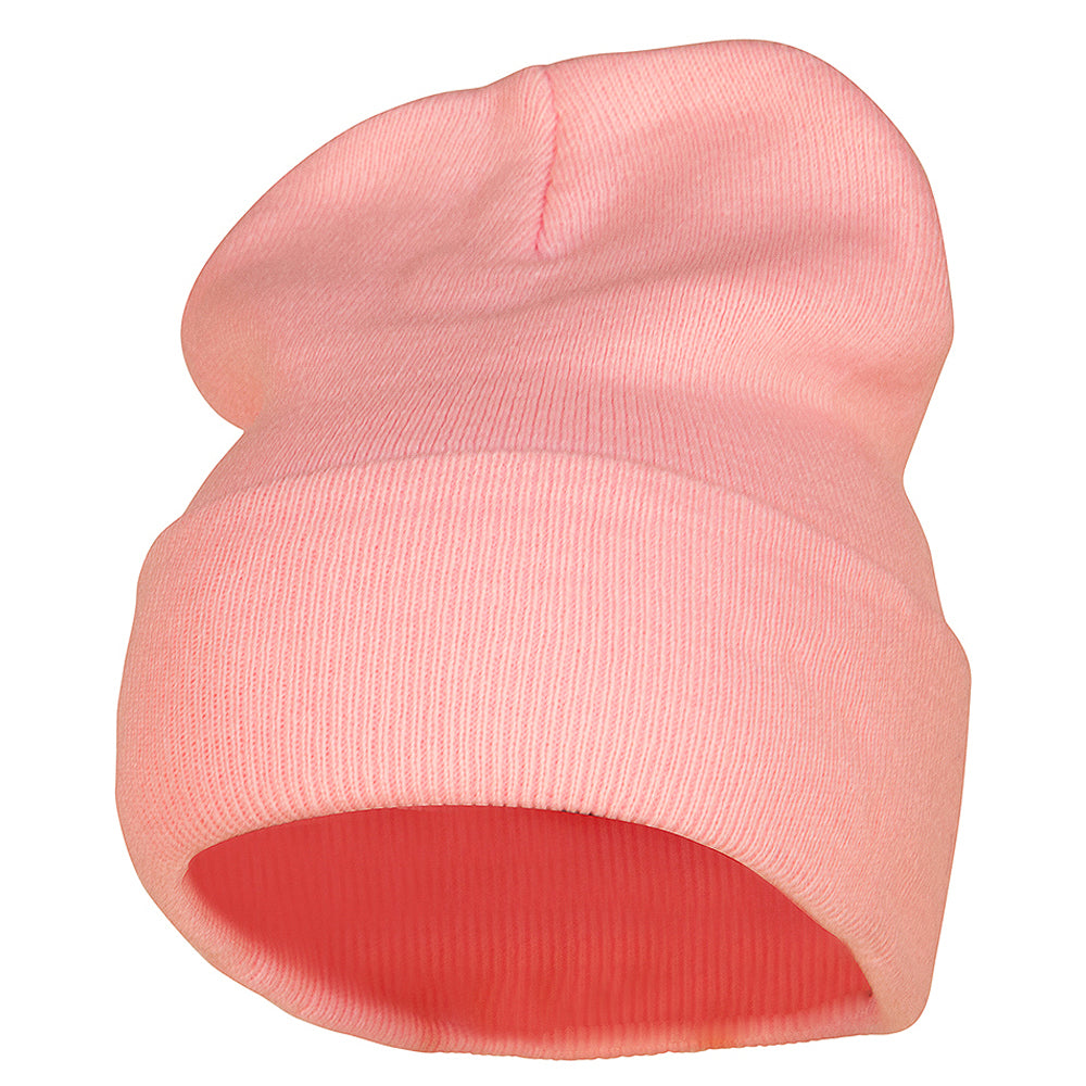 12 inch Acrylic Blank Cuff Long Beanie - Pink OSFM