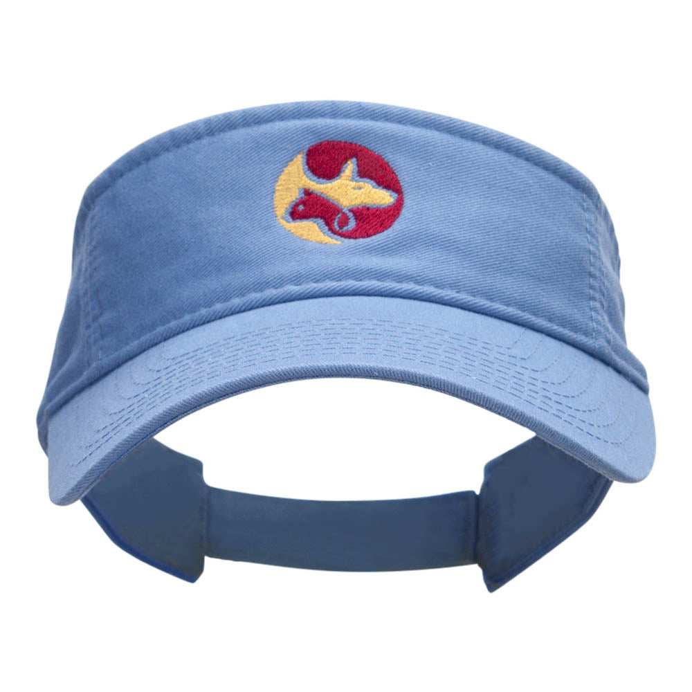 Animal Circular Logo Embroidered Cotton Twill Washed Visor - Lt Blue OSFM