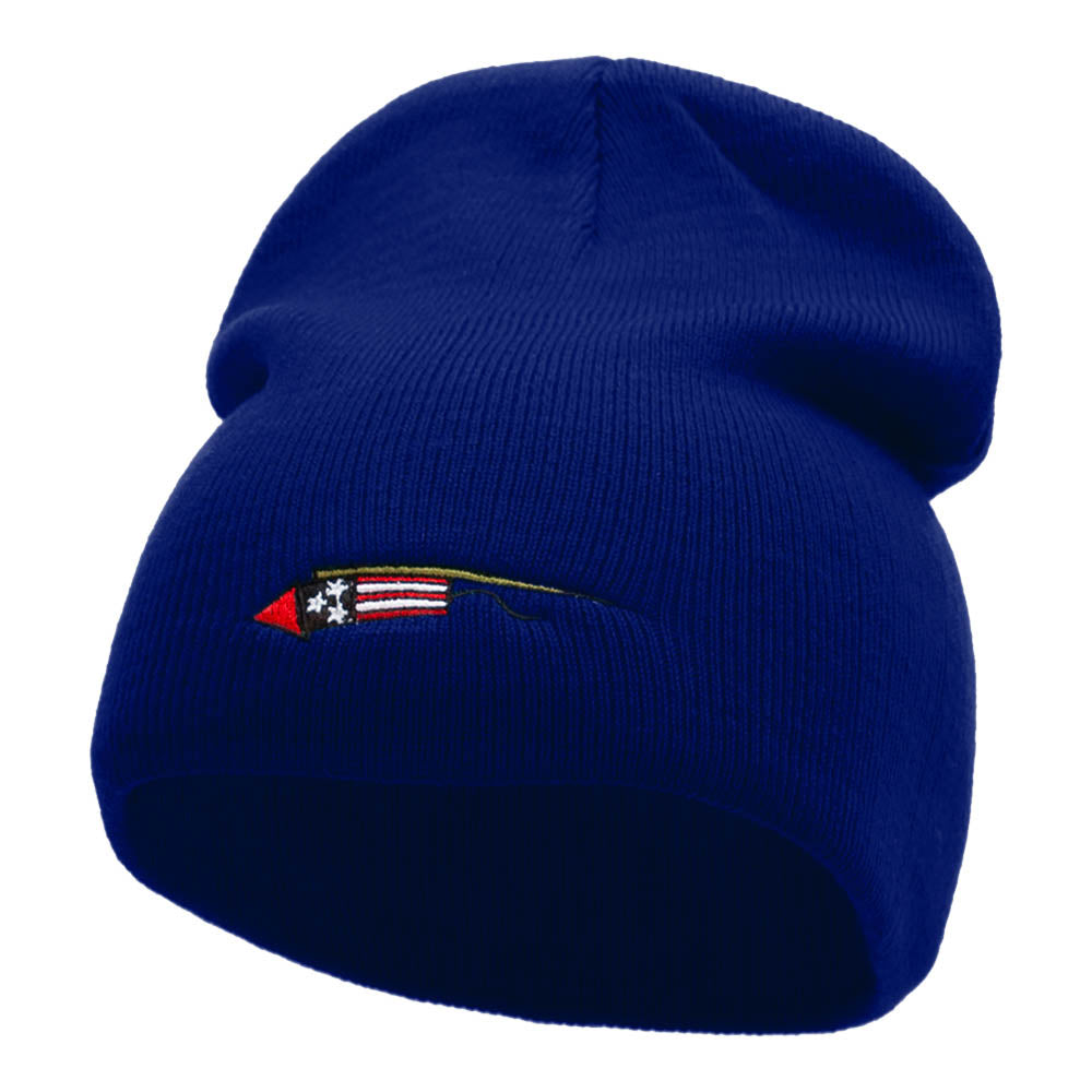 USA Rocket Embroidered 8 Inch Knitted Short Beanie - Royal OSFM