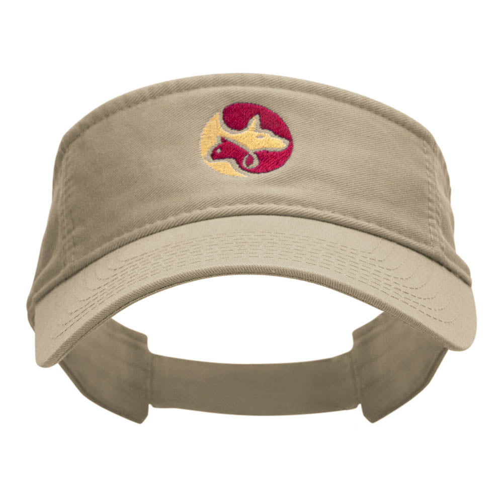 Animal Circular Logo Embroidered Cotton Twill Washed Visor - Khaki OSFM