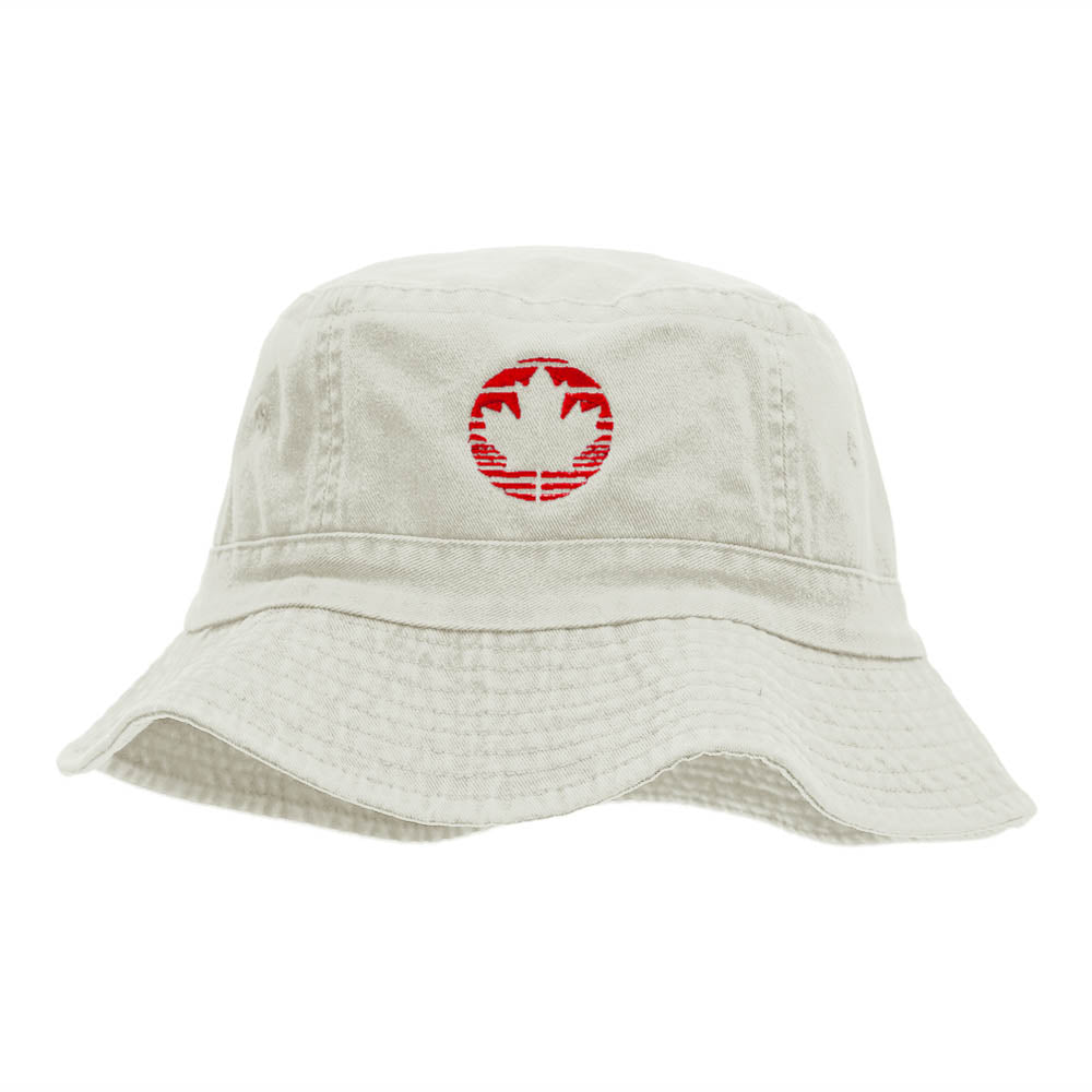 Lined Canada Leaf Embroidered Bucket Hat - White OSFM