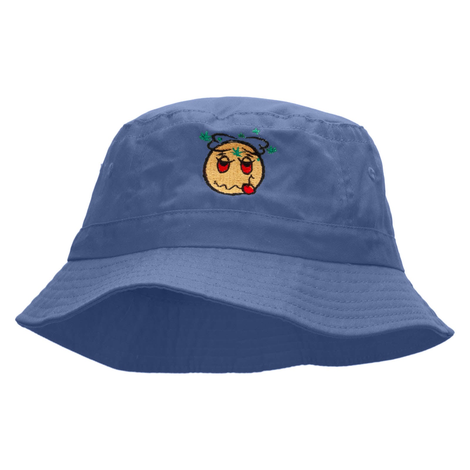 Stoned Emoji Embroidered Bucket Hat - Periwinkle OSFM