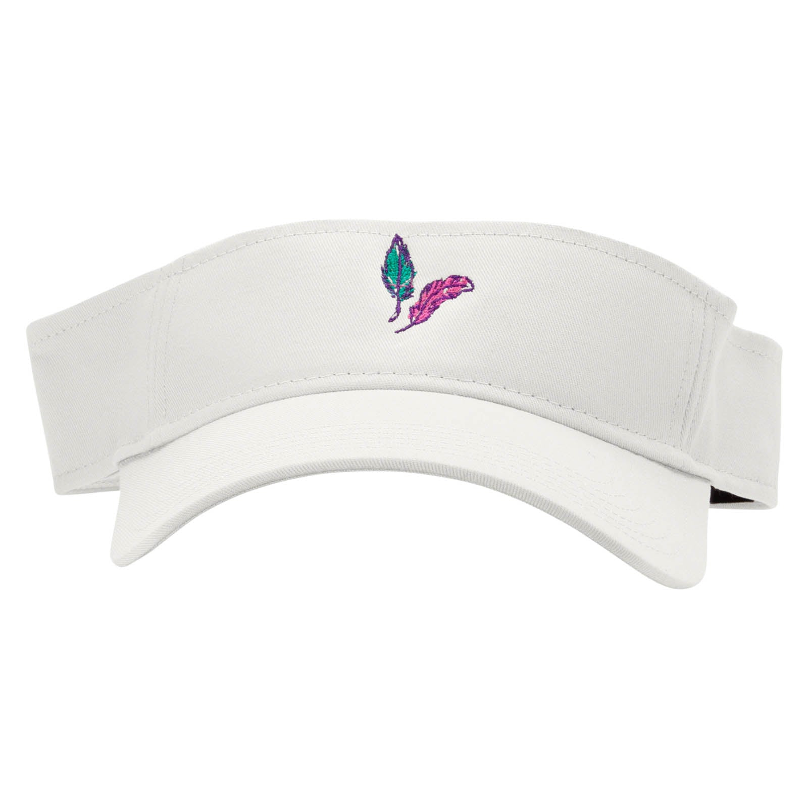 Mardi Feathers Embroidered Cotton Twill Sun Visor - White OSFM