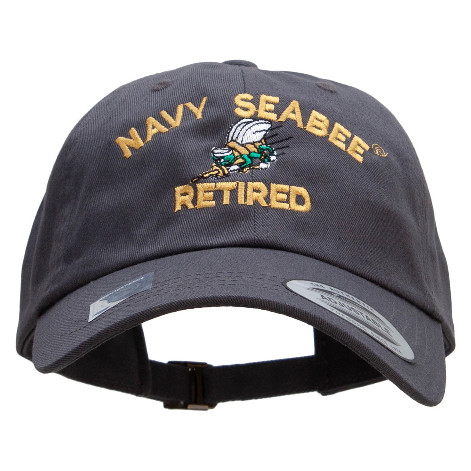 Licensed US Navy Seabee Retired Unstructured Low Profile 6 panel Cotton Cap - Dk Grey OSFM