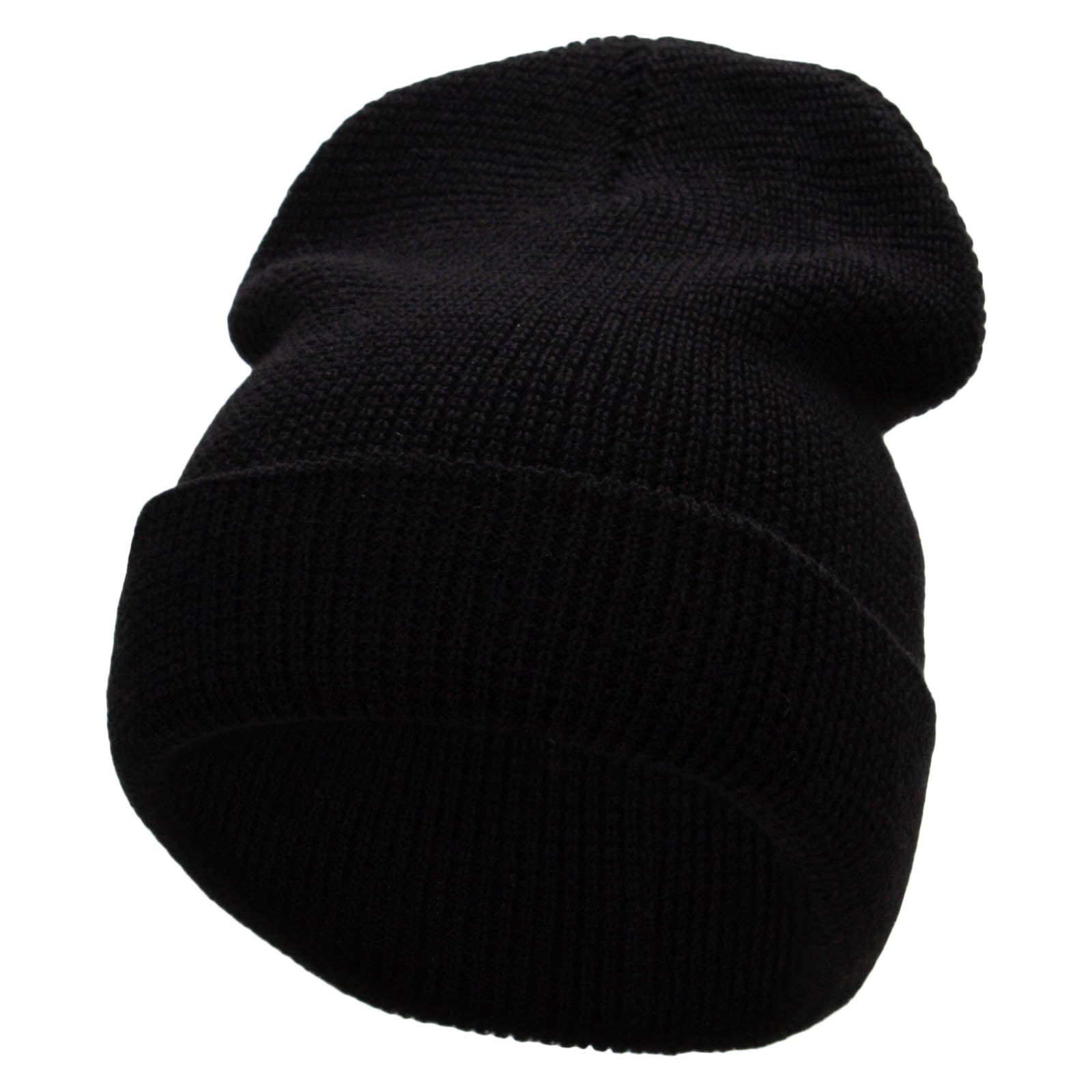 Waffle Knit Cuff Beanie - Black OSFM