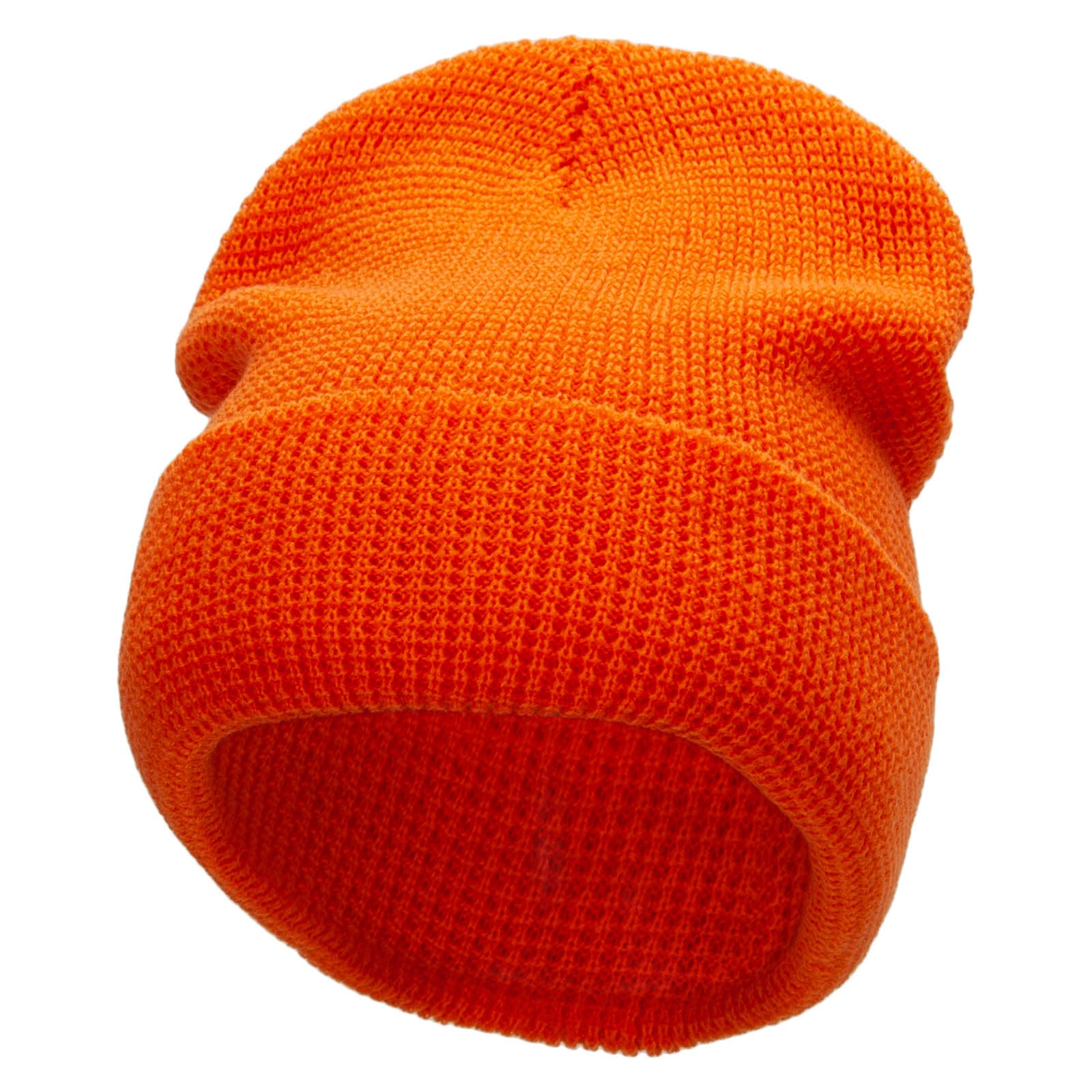 Waffle Knit Cuff Beanie - Orange OSFM