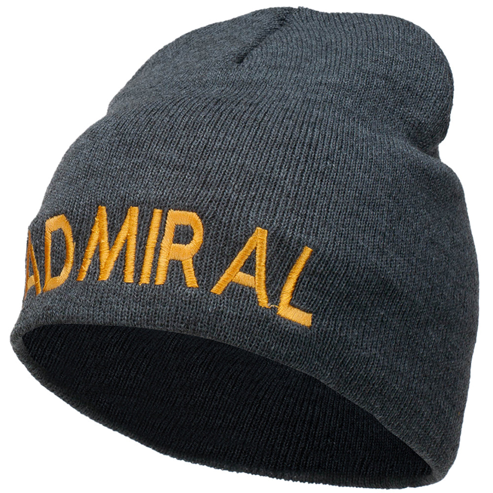 Admiral Embroidered Short Beanie - Dk Grey OSFM