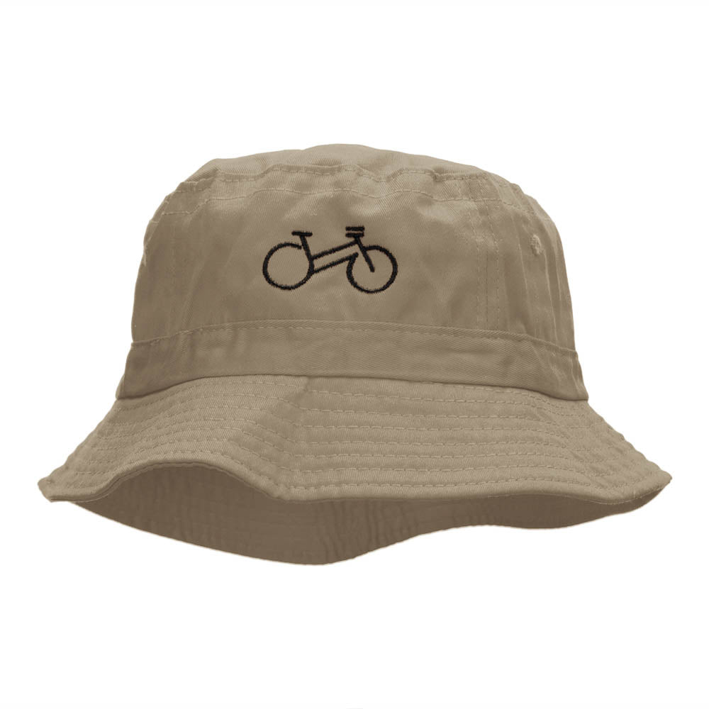 Cycling Bike Embroidered Bucket Hat - Khaki OSFM