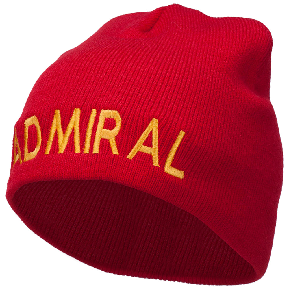 Admiral Embroidered Short Beanie - Red OSFM