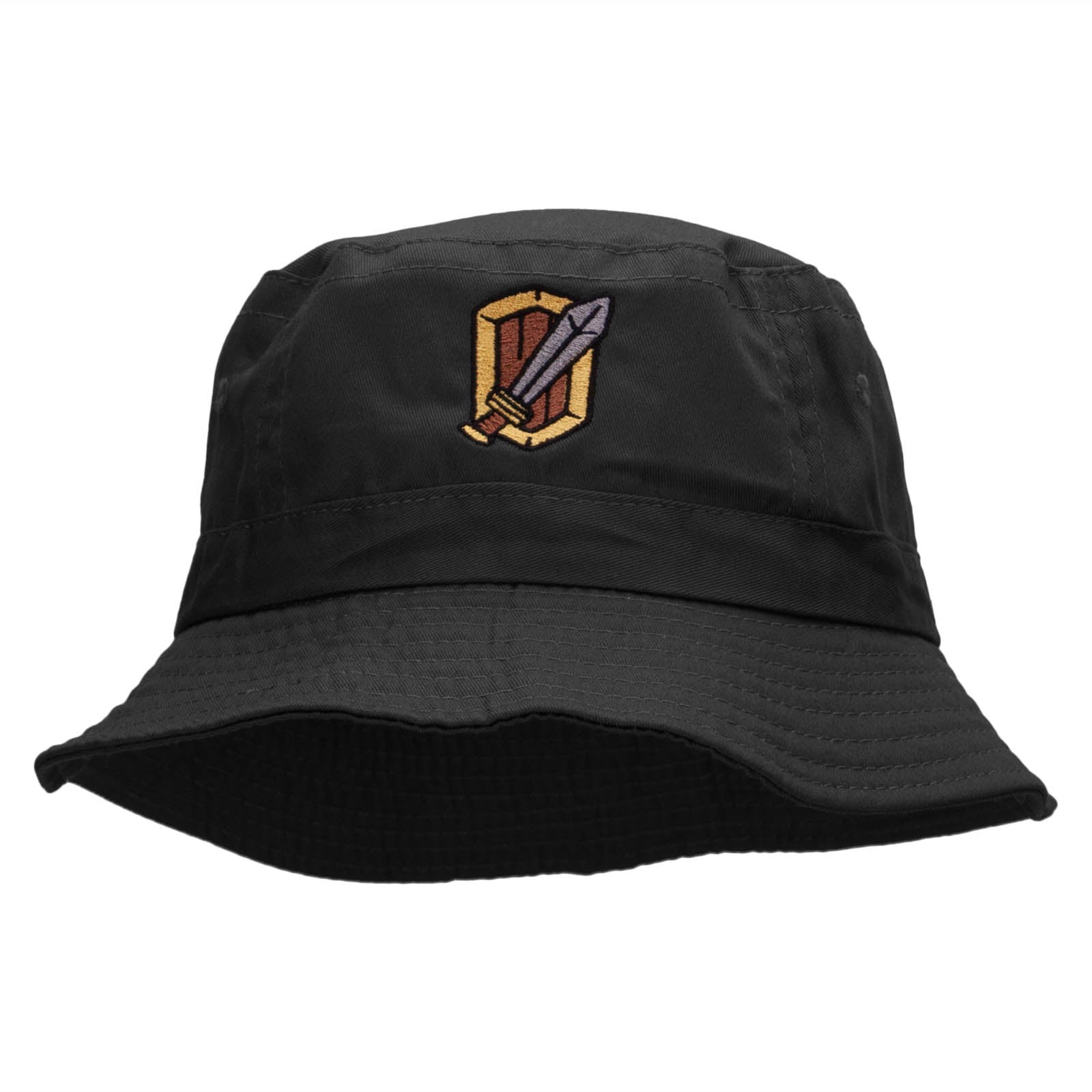 Sword &amp; Shield Embroidered Bucket Hat - Black OSFM