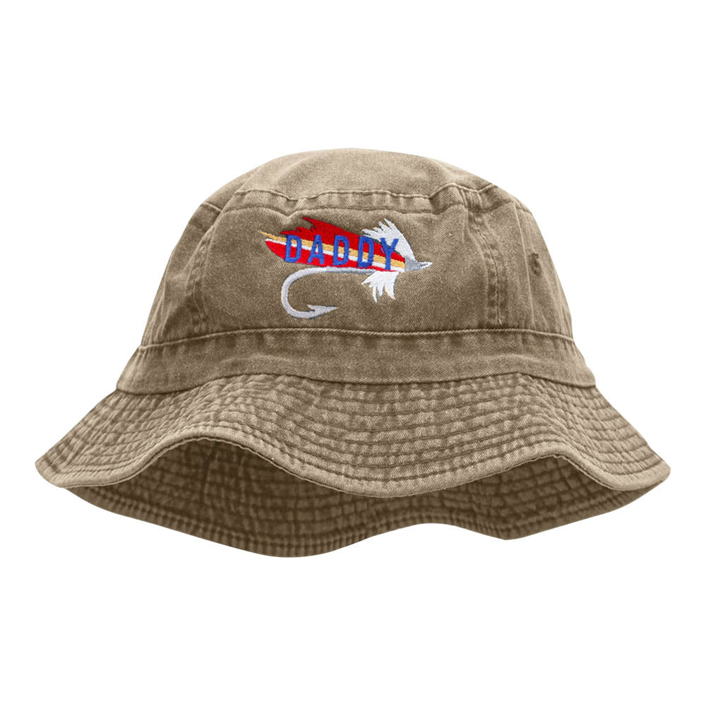 Daddy Tackle Embroidered Bucket Hat - Khaki OSFM