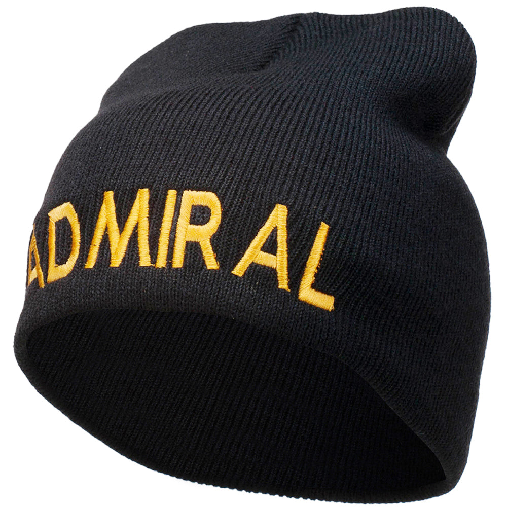 Admiral Embroidered Short Beanie - Black OSFM