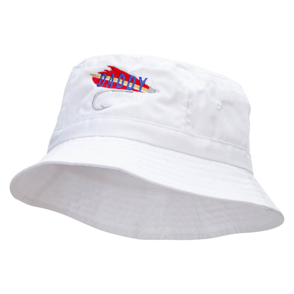 Daddy Tackle Embroidered Bucket Hat - White OSFM