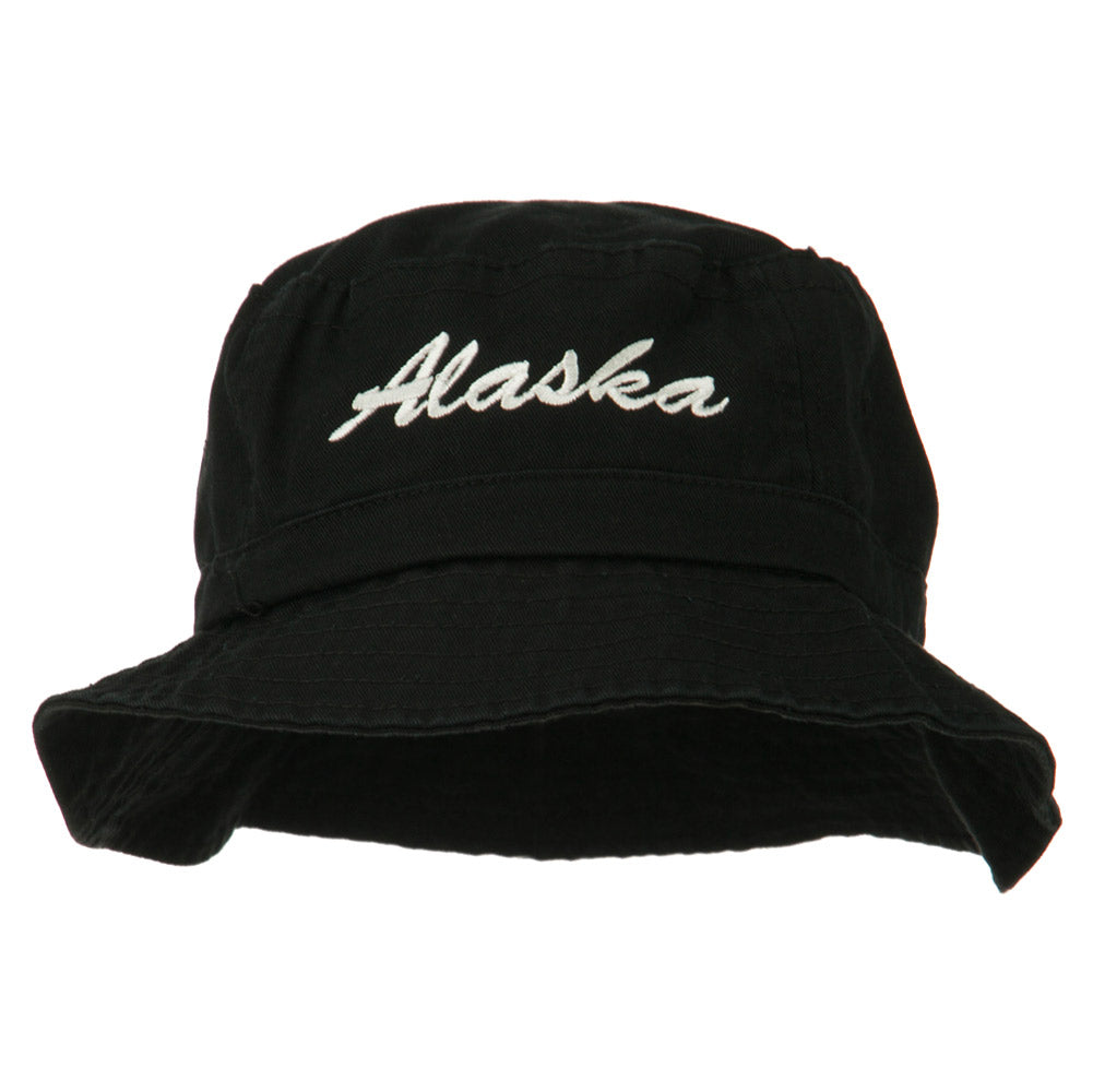 Alaska Embroidered Pigment Dyed Bucket Hat - Black OSFM