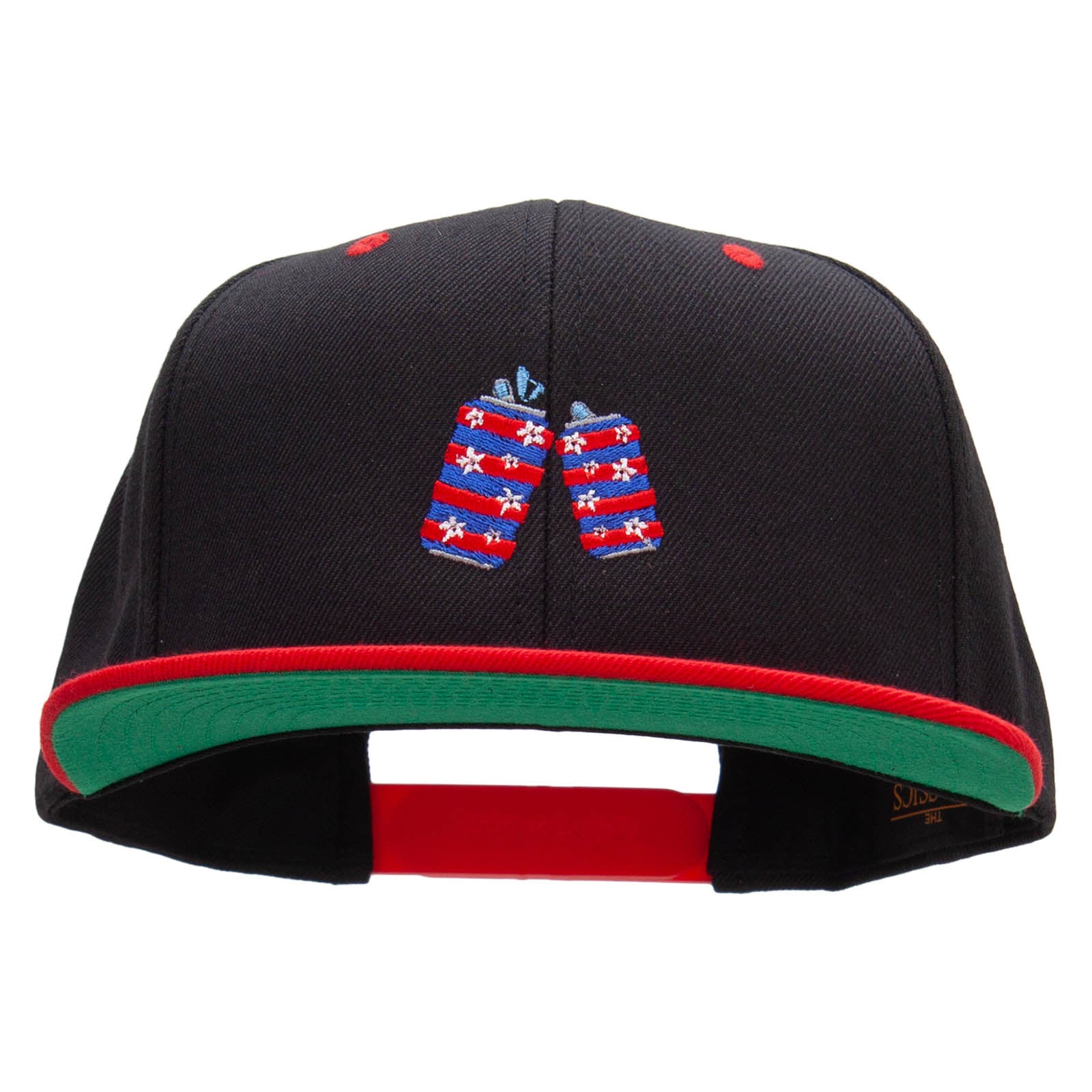 Flag Pattern Soda Embroidered Wool Blend 2 Tone Classic Snapback - Black Red OSFM