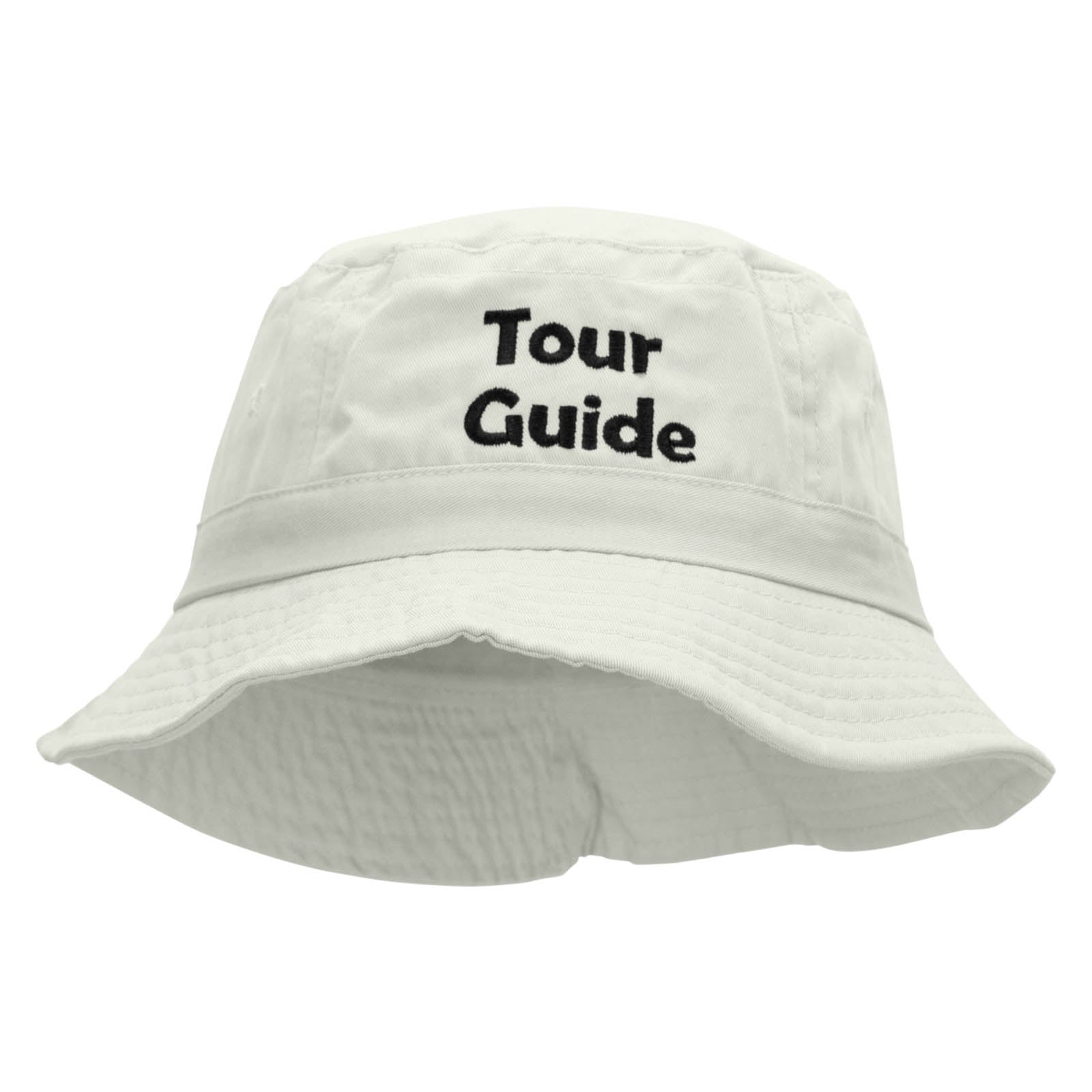 Tour Guide Embroidered Bucket Hat - White OSFM