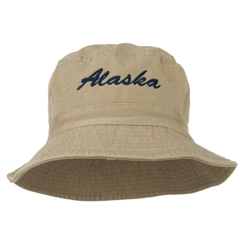 Alaska Embroidered Pigment Dyed Bucket Hat - Khaki OSFM