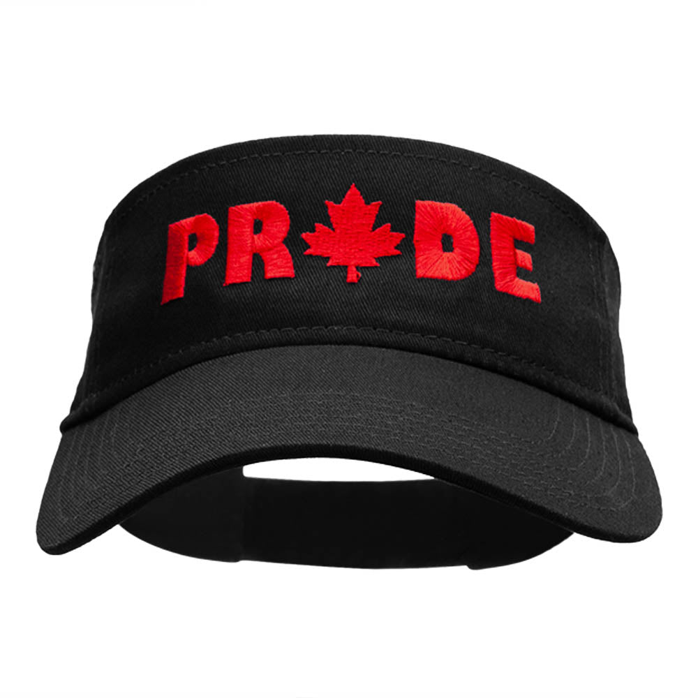 Canadian Pride Embroidered Cotton Twill Visor - Black OSFM