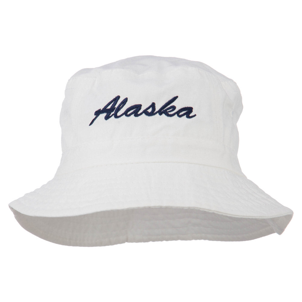 Alaska Embroidered Pigment Dyed Bucket Hat - White OSFM