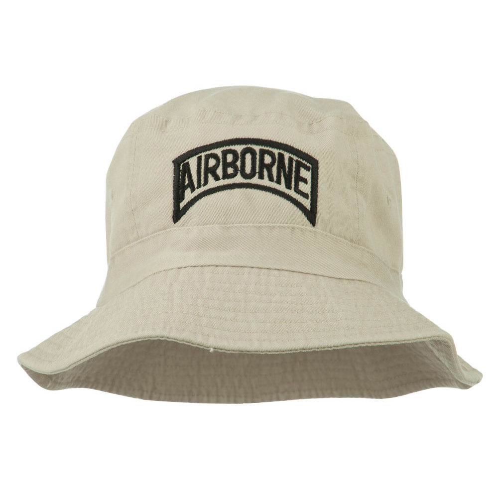 Airborne Embroidered Bucket Hat - Stone OSFM