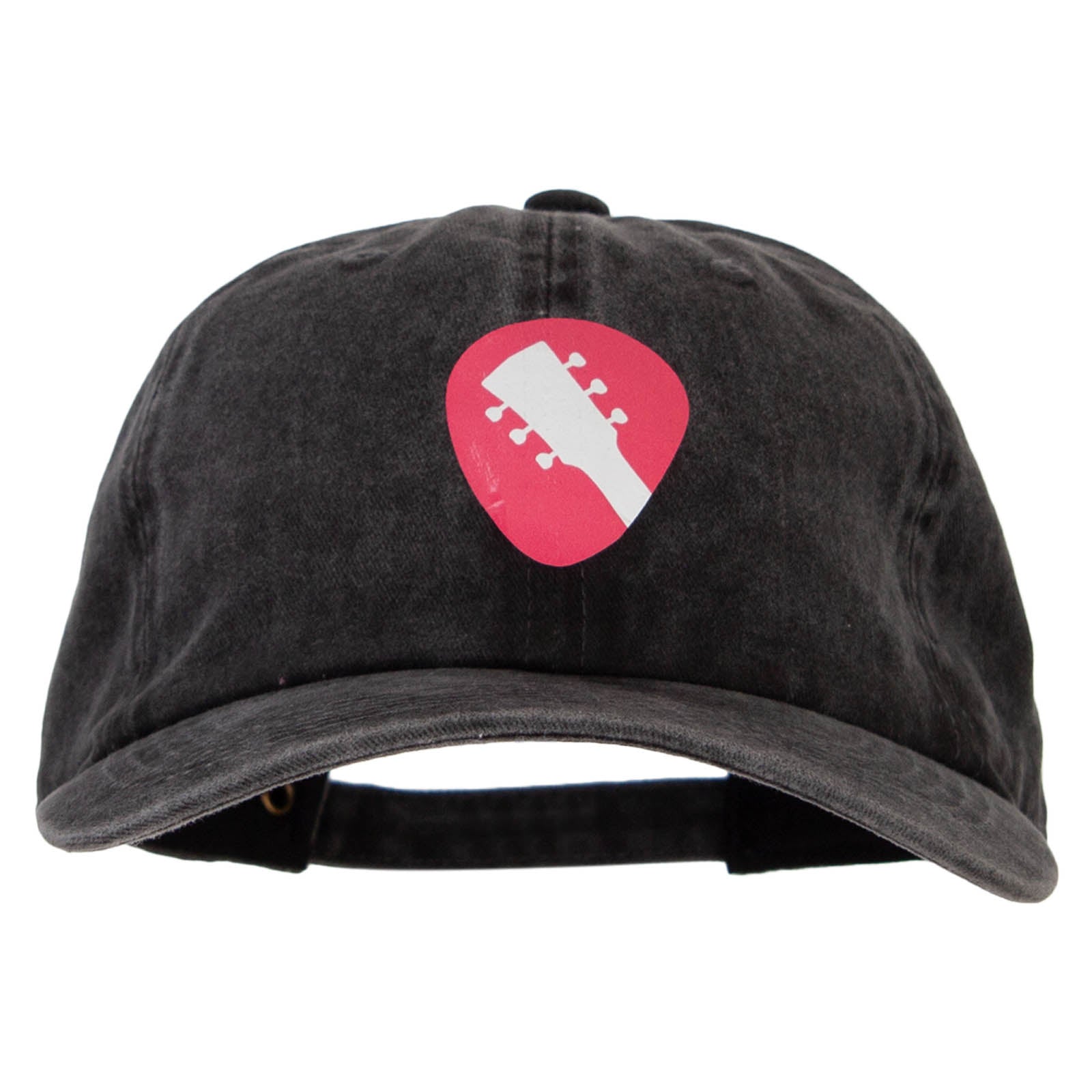 Guitar Pick Heat Transfer Unstructured Cotton Cap - Black OSFM