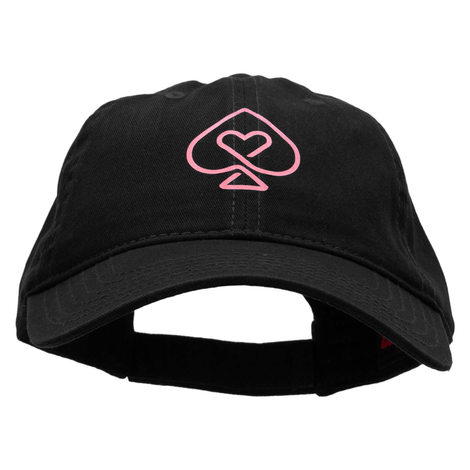 Poker Spade Heart Heat Transfer Deluxe Washed Twill Cap - Black OSFM