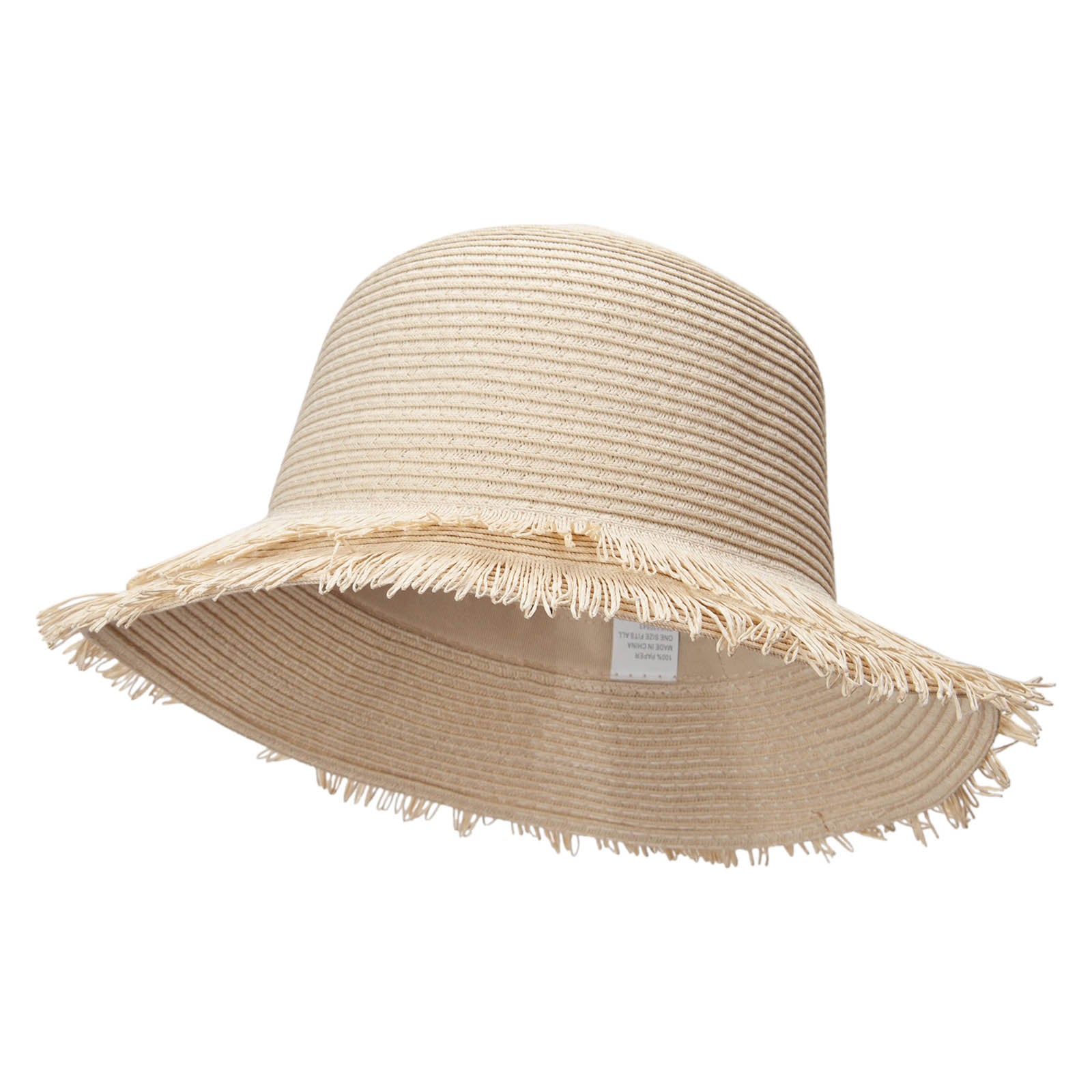 Women&#039;s Fringed Brim Hat - Tan OSFM