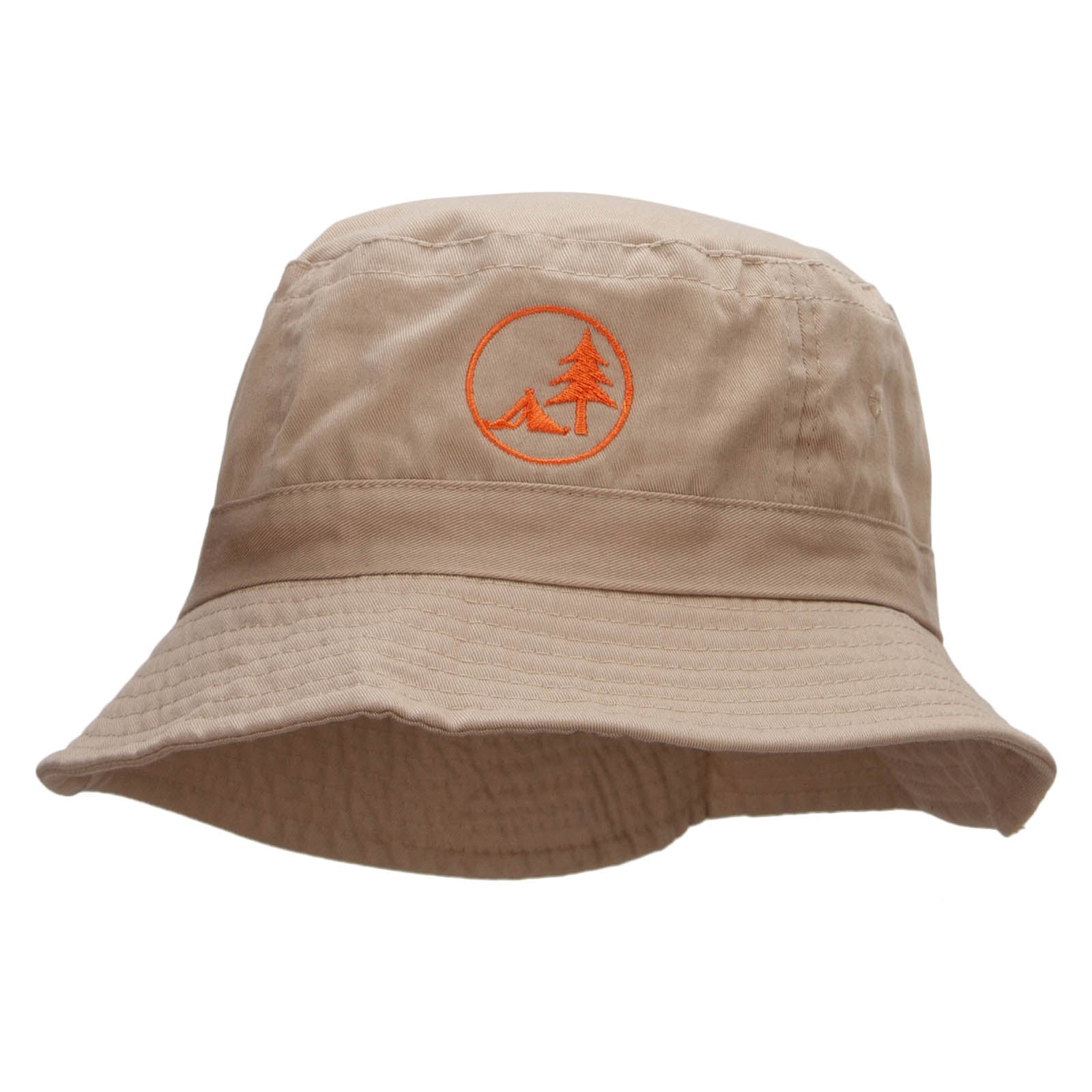 Camp Tree Embroidered Bucket Hat - Khaki OSFM