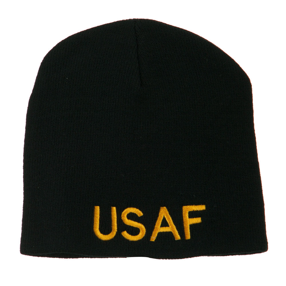 US Air Force Military Embroidered Short Beanie - Black OSFM