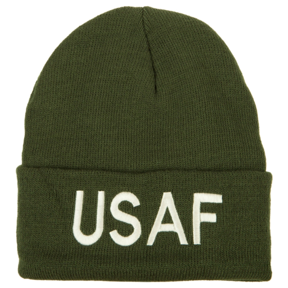 US Air Force USAF Embroidered Long Beanie - Olive OSFM