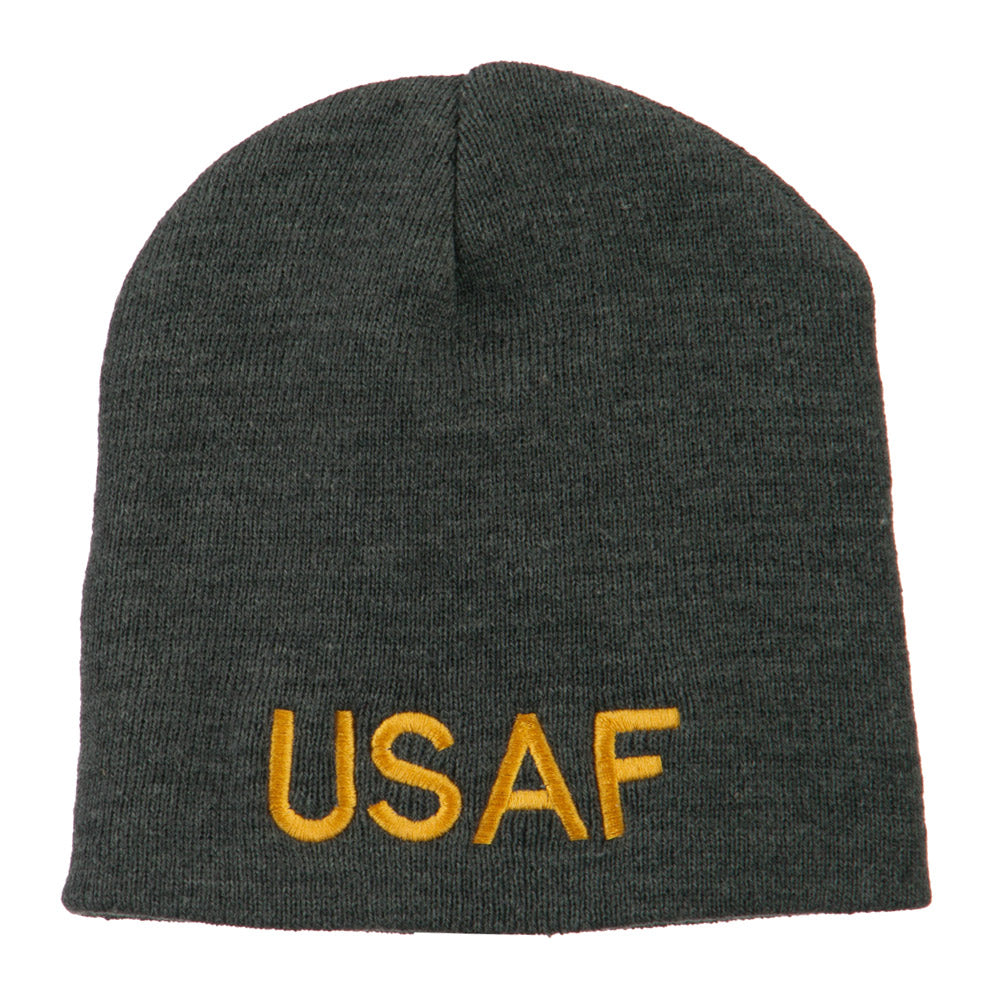 US Air Force Military Embroidered Short Beanie - Grey OSFM