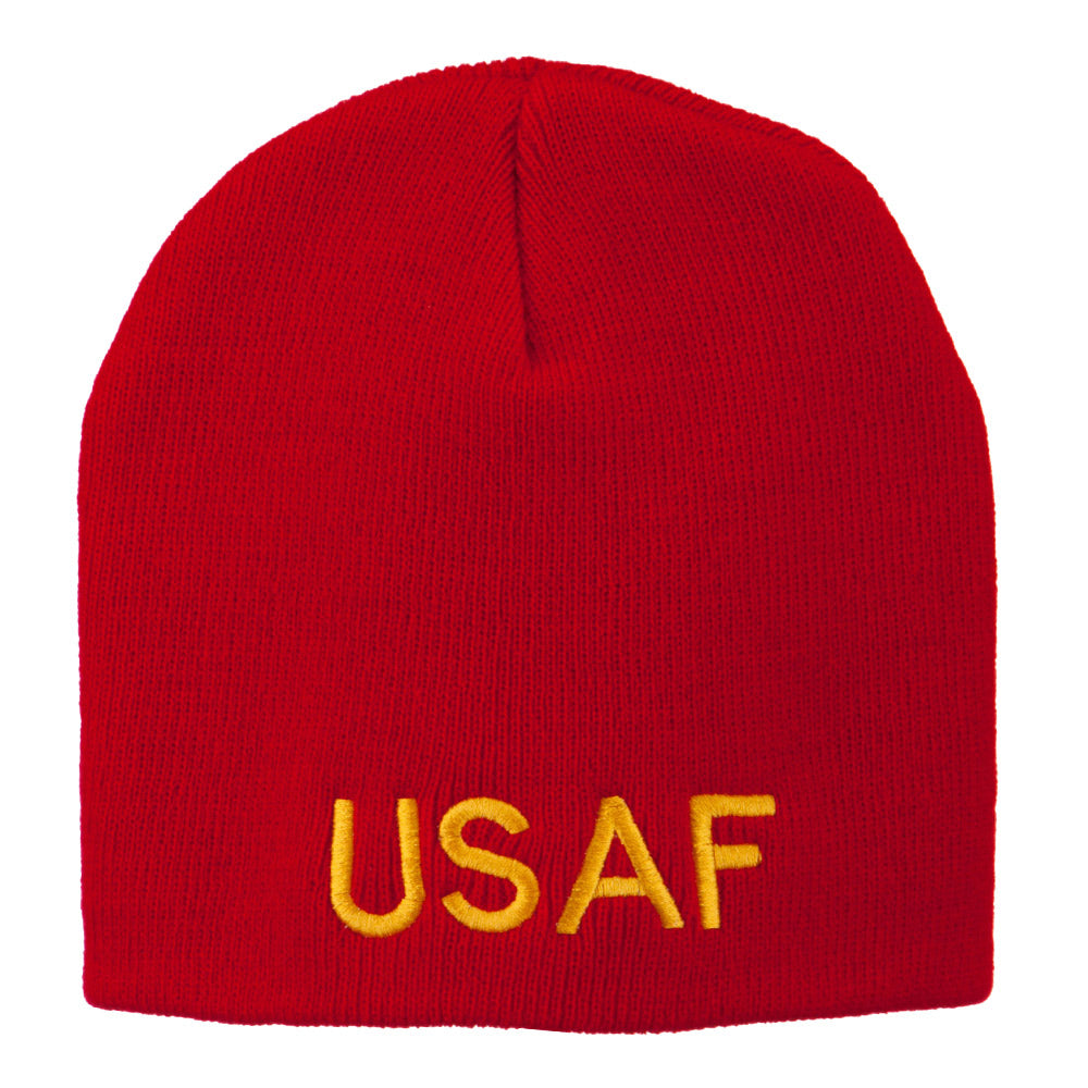 US Air Force Military Embroidered Short Beanie - Red OSFM