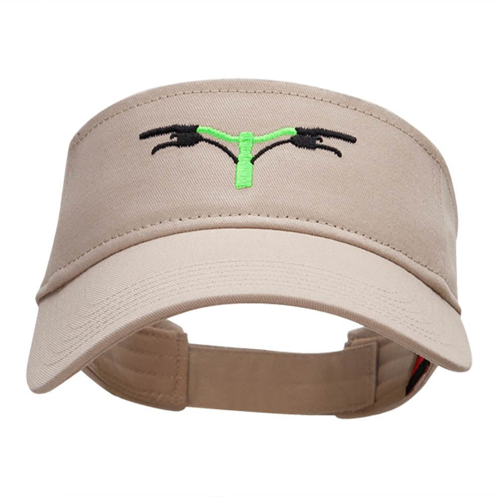 Handlebars Embroidered Cotton Twill Visor - Khaki OSFM