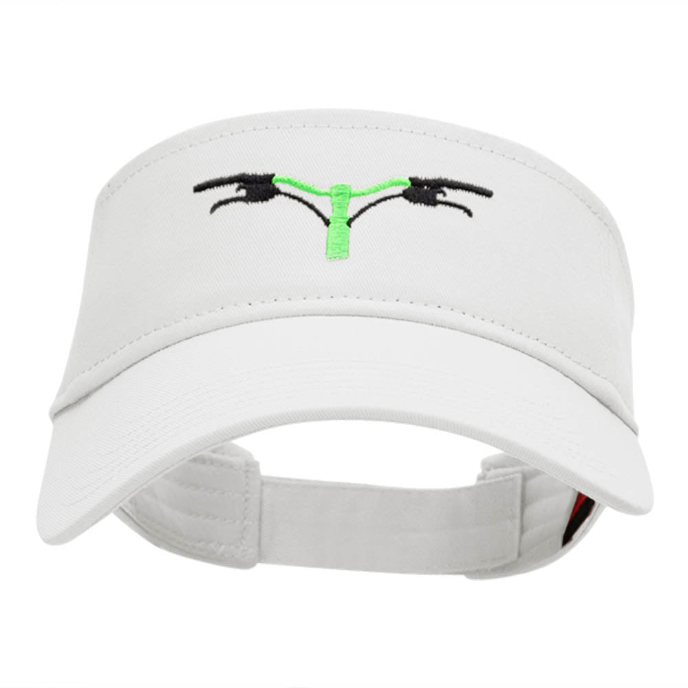 Handlebars Embroidered Cotton Twill Visor - White OSFM