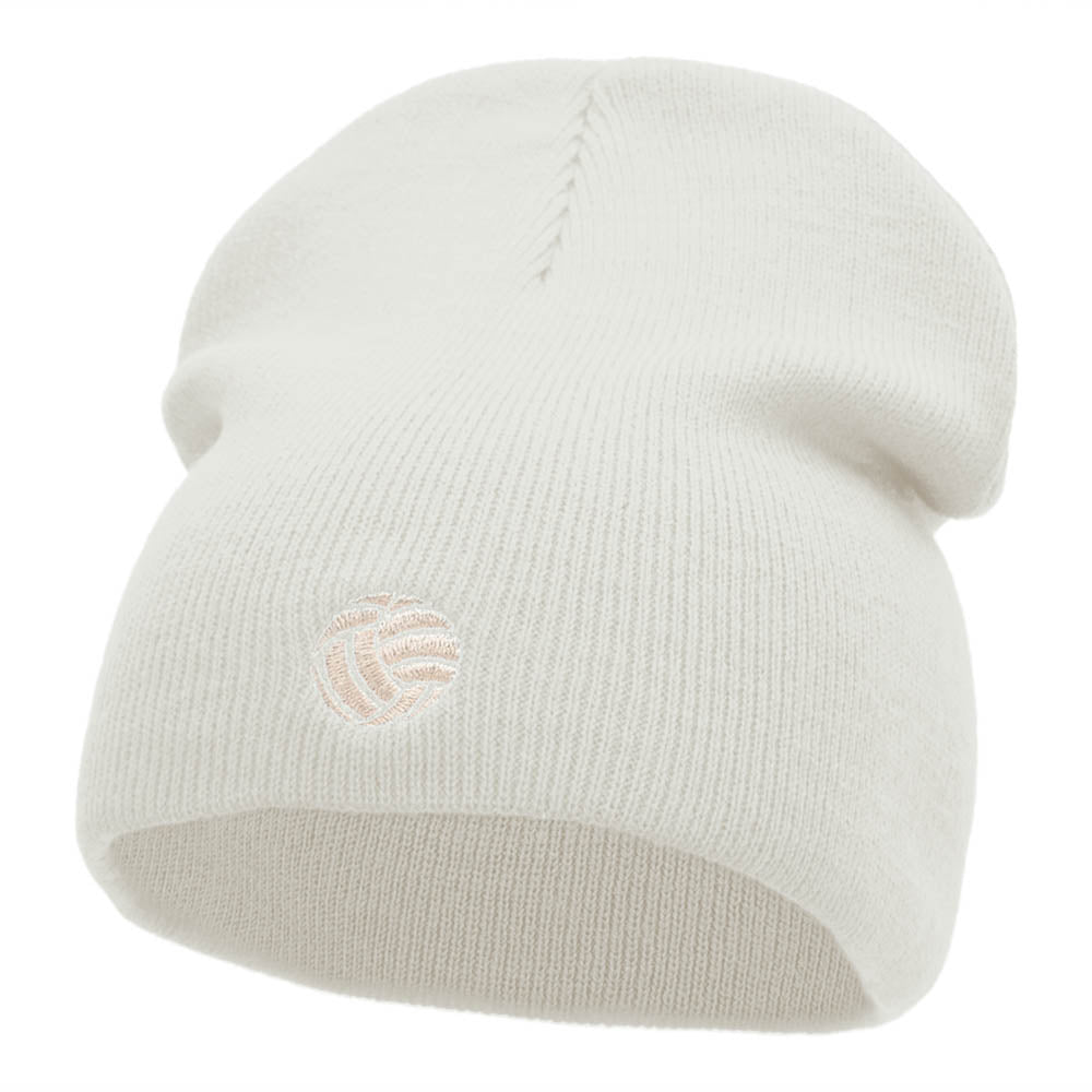 Little Vollyball Embroidered Short Beanie - White OSFM