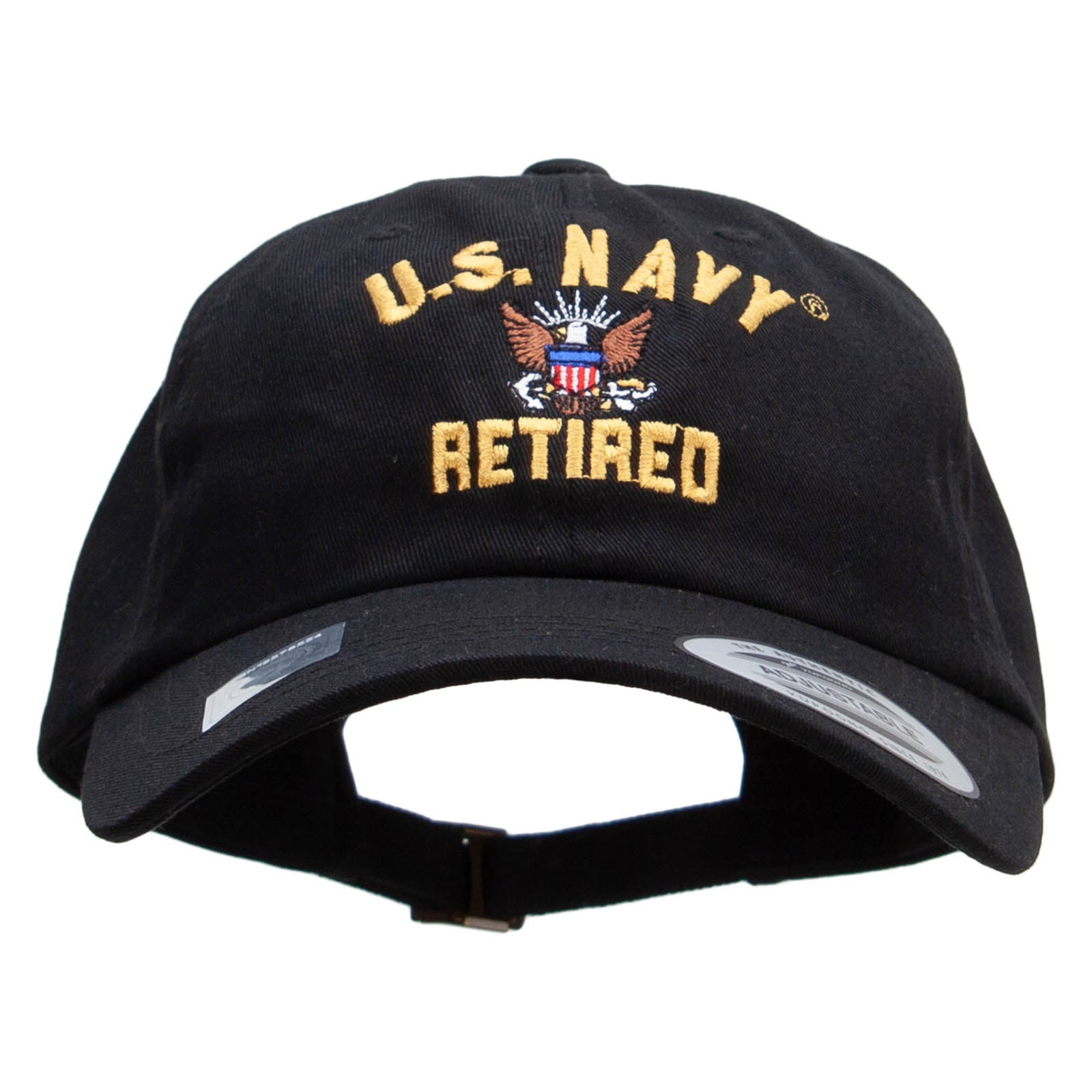 Licensed United States Navy Retired Unstructured Low Profile 6 panel Cotton Cap - Black OSFM