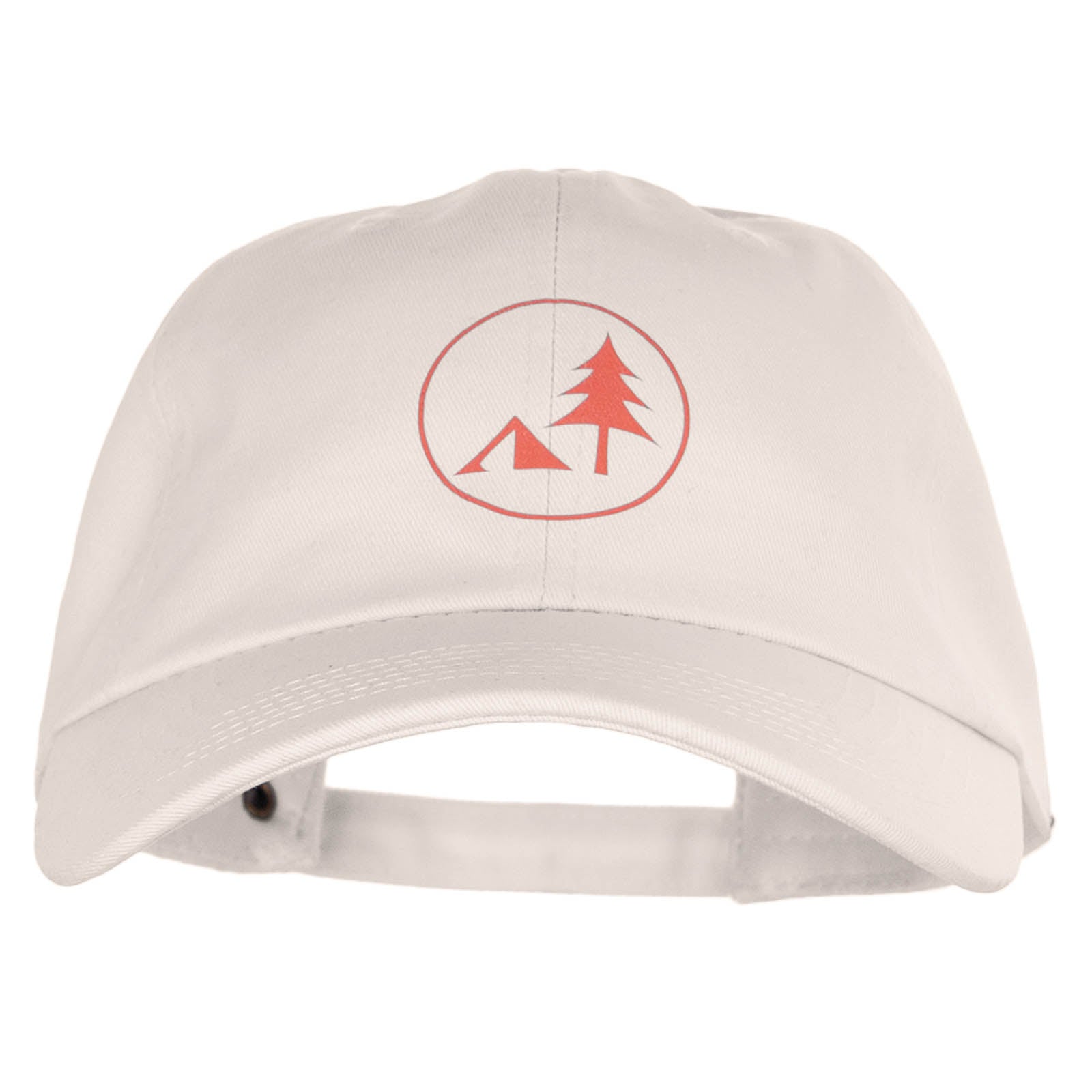 Camping Tree Heat Transfer Washed Cap - Beige OSFM