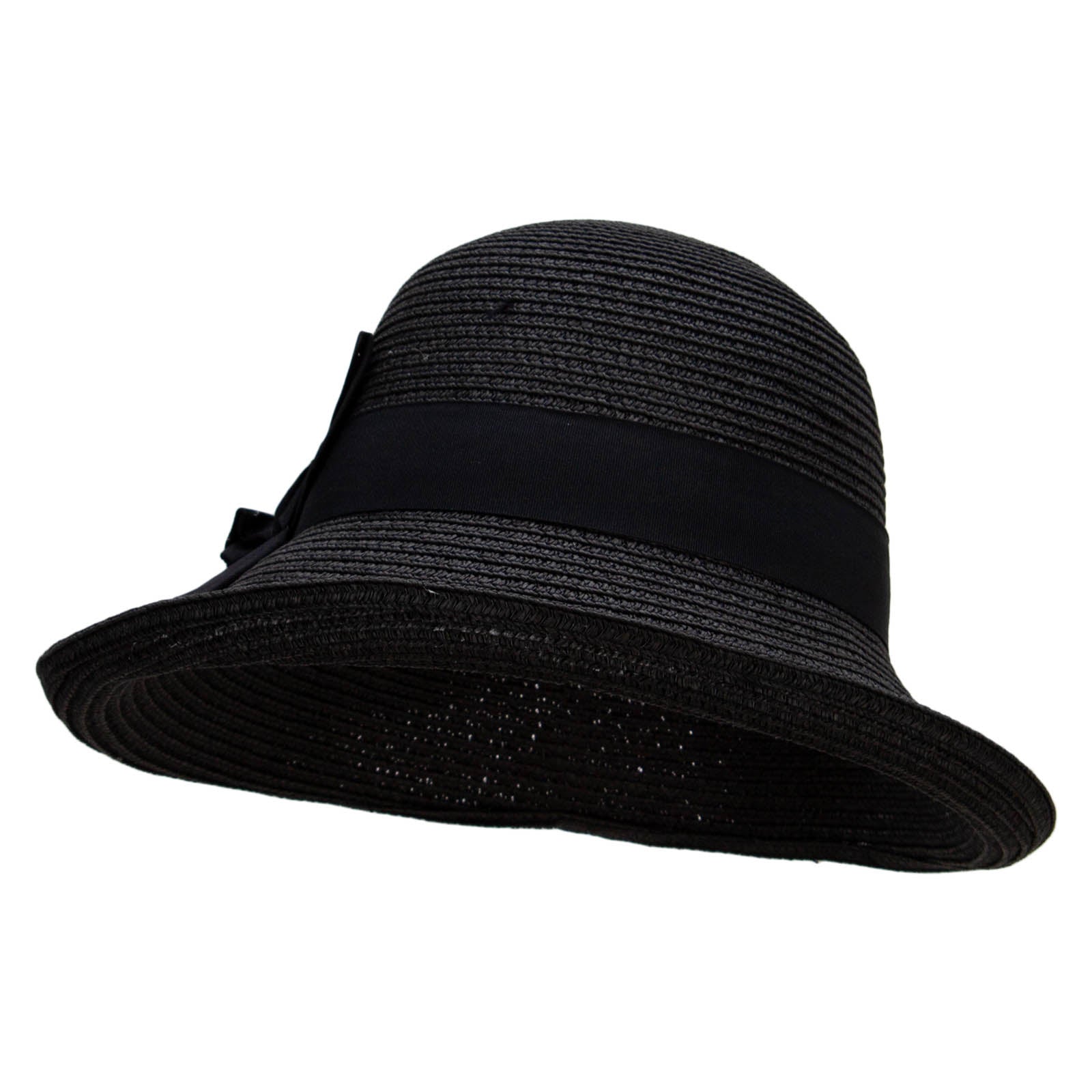 Women&#039;s Paper Braid Turned Brim Hat - Black OSFM