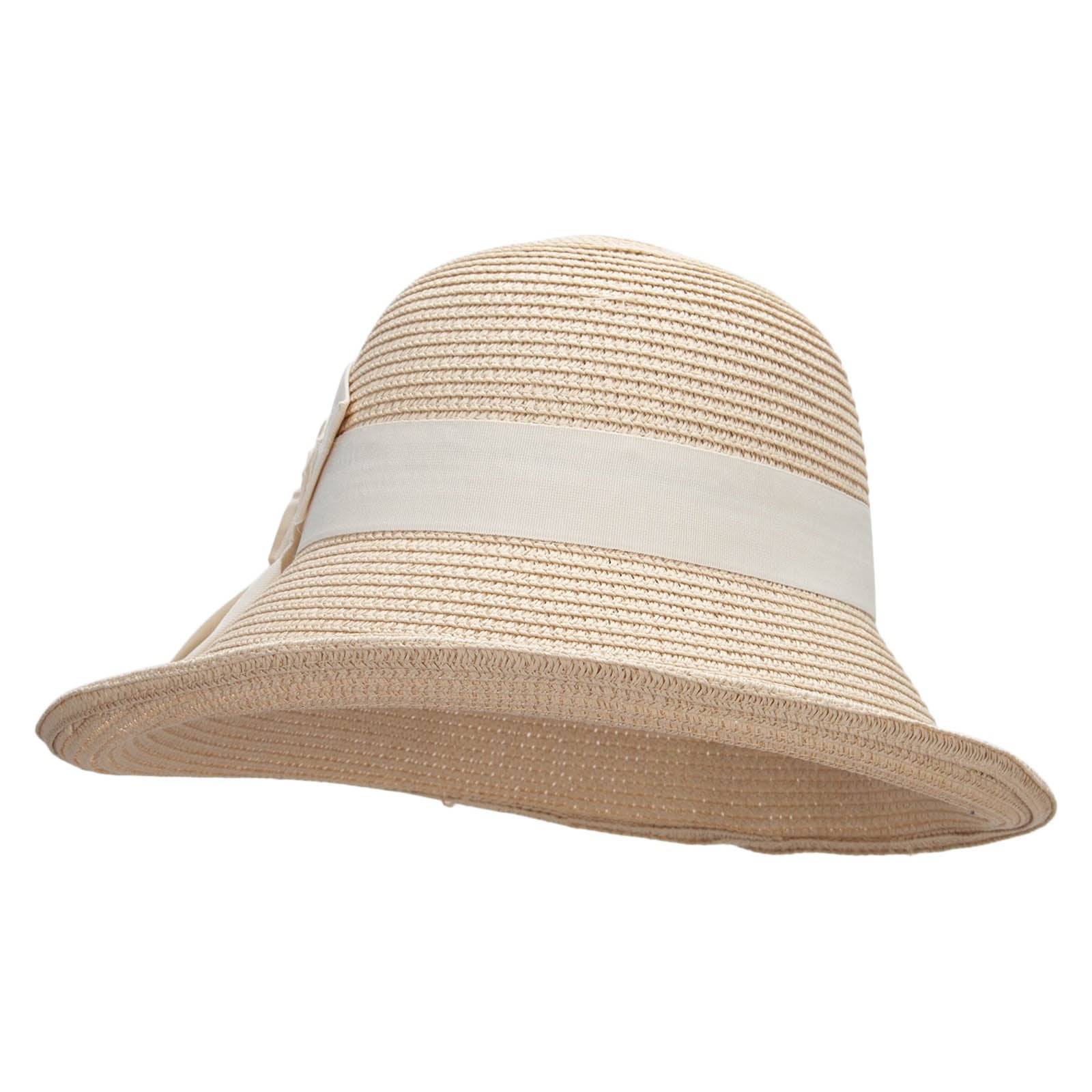 Women&#039;s Paper Braid Turned Brim Hat - Cream OSFM