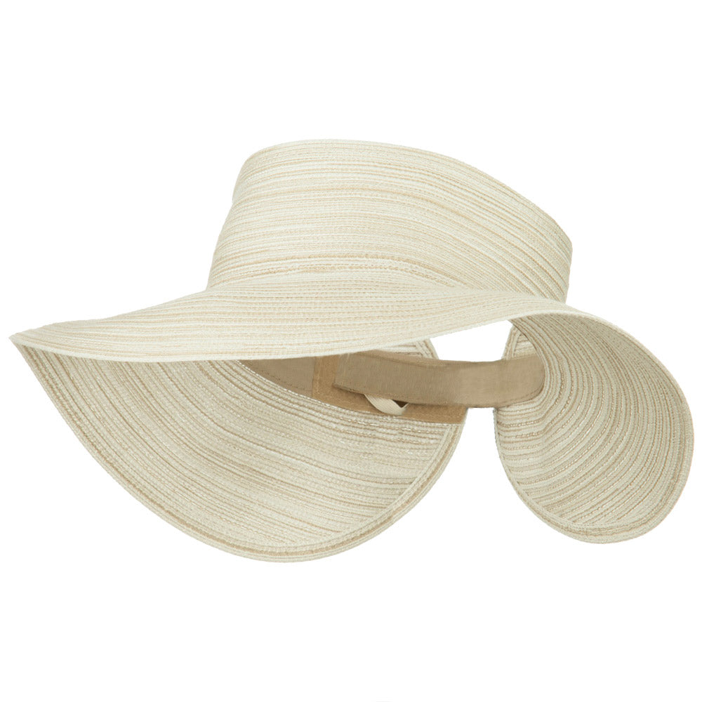 UPF 40+ Poly Braid Roll Up Visor - White Brown OSFM