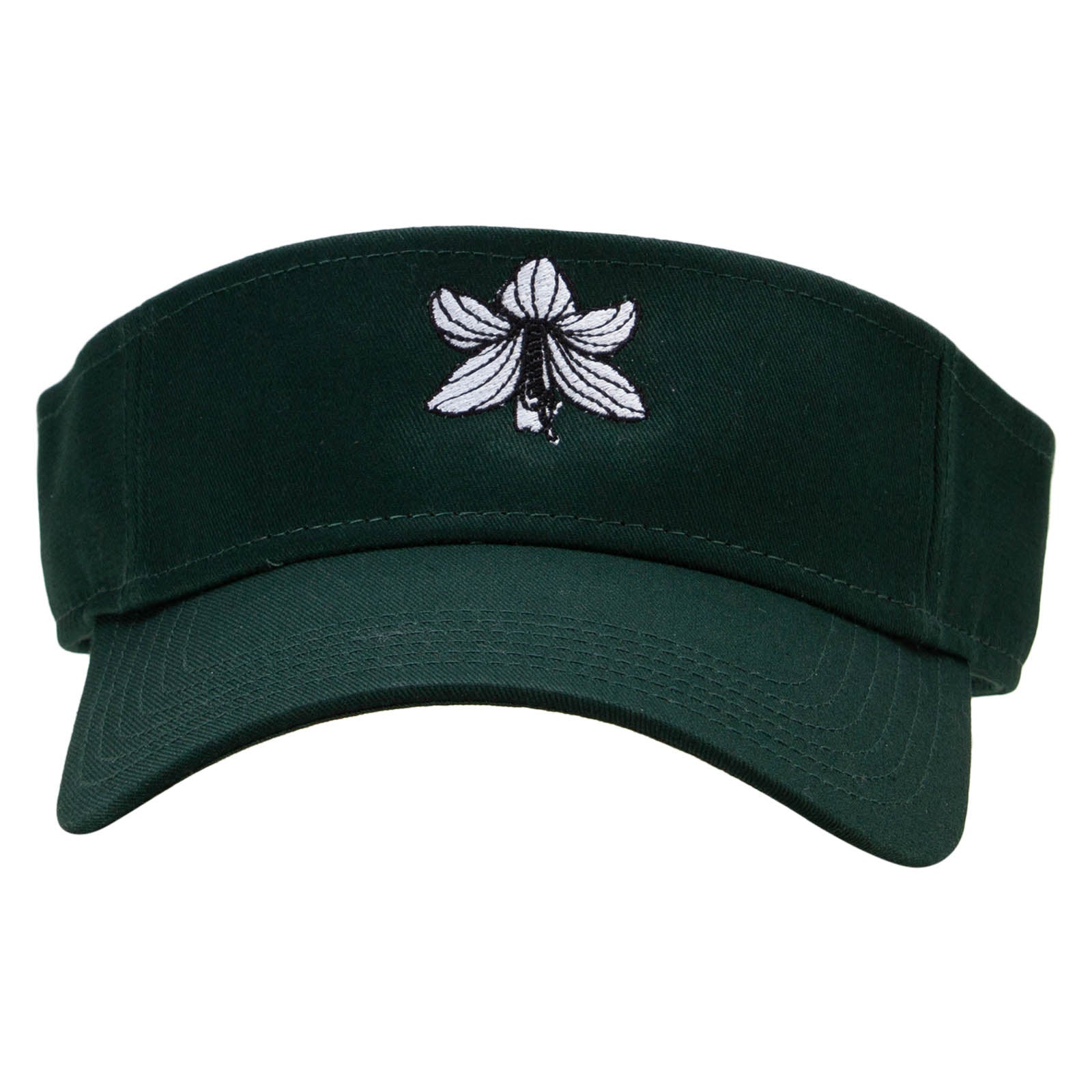 Amaryllis Embroidered Cotton Twill Sun Visor - Dk Green OSFM